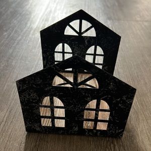 NWT TABLE DECOR NAPKIN PLATE MAIL HOLDER METAL & WOOD FARMHOUSE RUSTIC